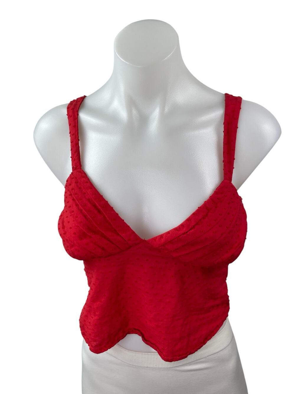 Princess Polly Prevost Ruched Clip Dot V Neck Sleeveless Crop Cami Tank Top Sz 0